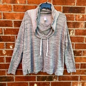 Livi Active Womens 22/24 Cowl Neck Gray Knit Pullover Sweater
